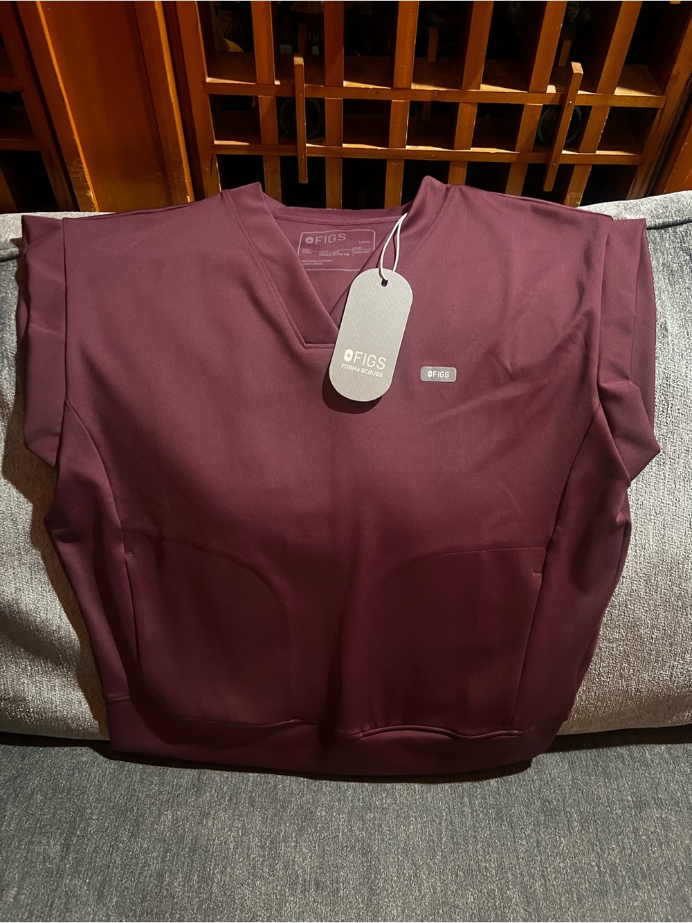 Figs Women's V-Neck Top in Plum